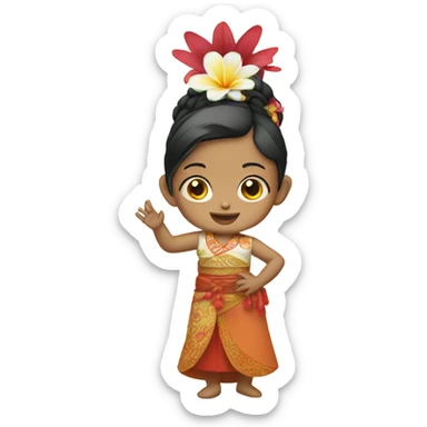 girl dressed in traditional Balinese clothing and prying  sticker