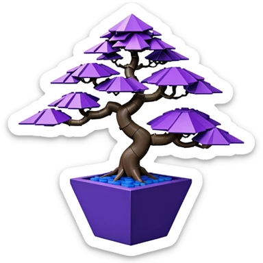  small short cascade black indigo bonsai pot plant purple shinku maple Lego with triangular angular faceted asymmetrical originally shaped body  sticker