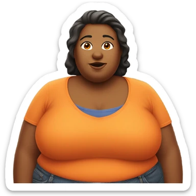 Fat woman emoji with orange shirt that says LEM sticker