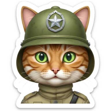 Cat with army helmet sticker