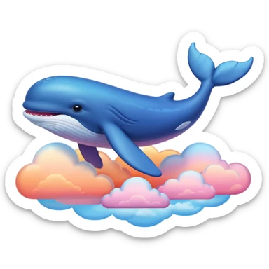 Sky Whale – Gigantic whale drifting among pastel sunset clouds. sticker