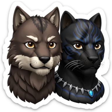 Wolf with black panther animal sticker