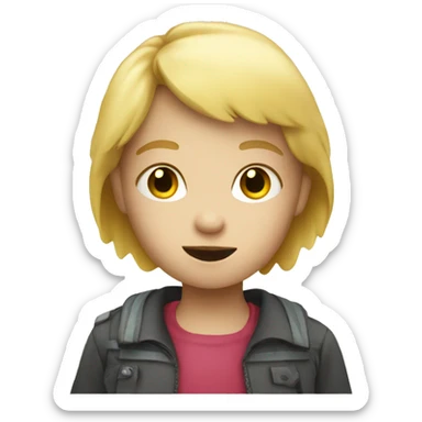 talking blond child with speech bubble near sticker