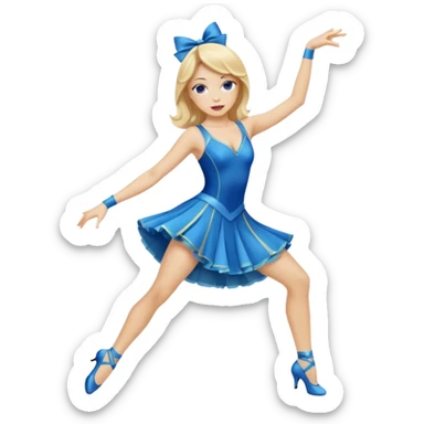 blue jazz style dance costume on blonde sticker