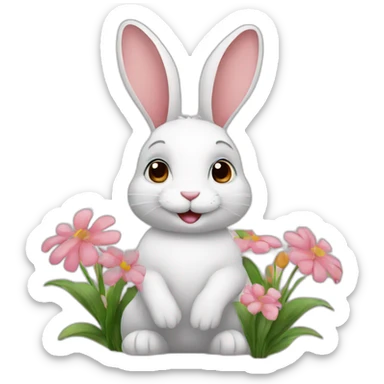 Rabbit with flowers sticker