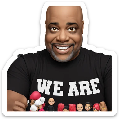 smiling bald man in black sticker