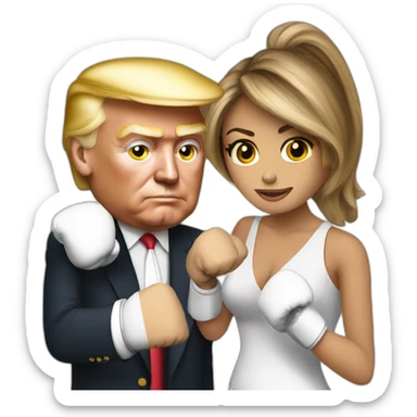 Trump boxing with melania sticker