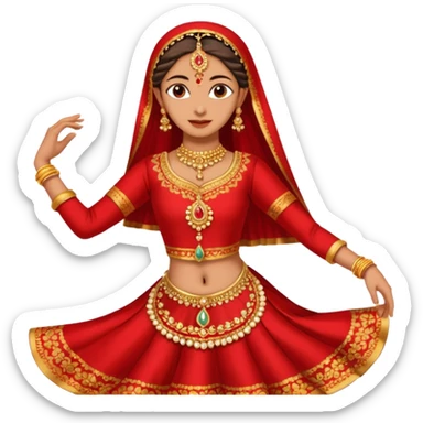 Ghunghroo kathak red and gold small  sticker
