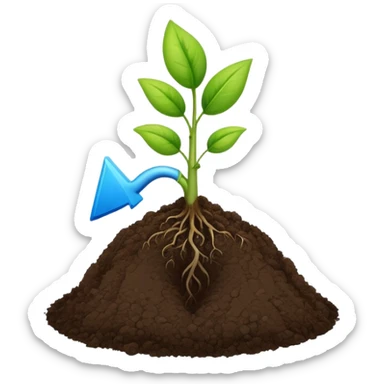 A small green plant sprouting from soil, growing upwards, with a blue progress bar above it indicating growth sticker