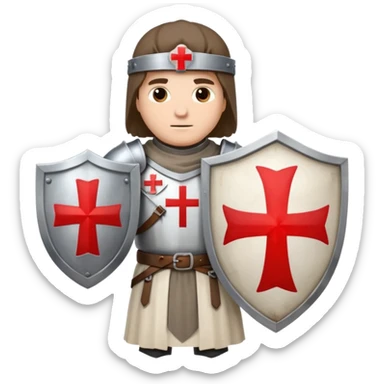 knight templar holding shield with red cross sticker