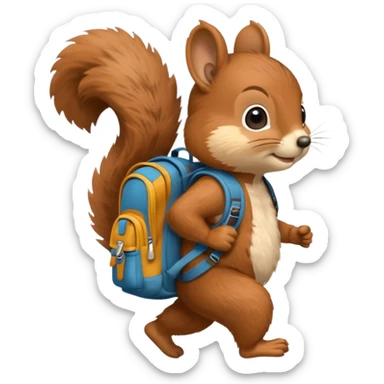 a squirrel walking with a backpack
 sticker