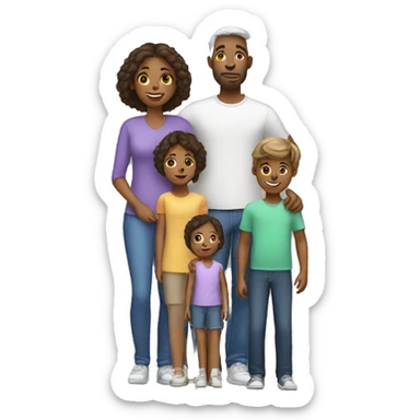 family white with three children sticker