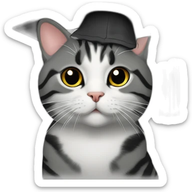 american shorthair cat in black graduate cap sticker