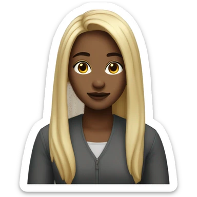 emji girl long hair sticker