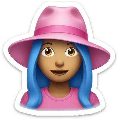 Pink hat on a blue girl sticker