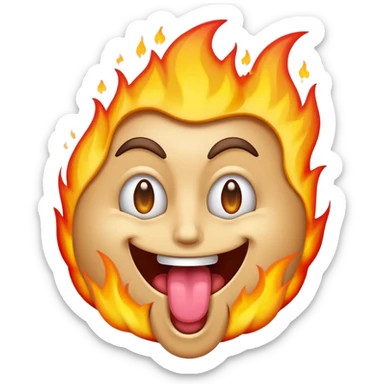 a samsung-style emoji of a basic face with dollar sign eyes sticking out a flaming tongue sticker