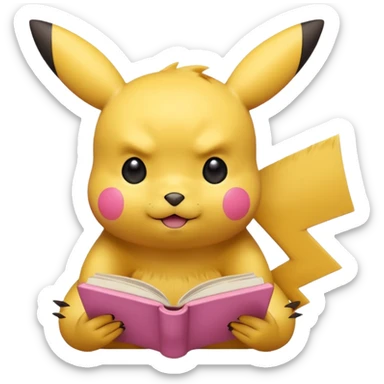 pikachu studying looking into book sweating sticker