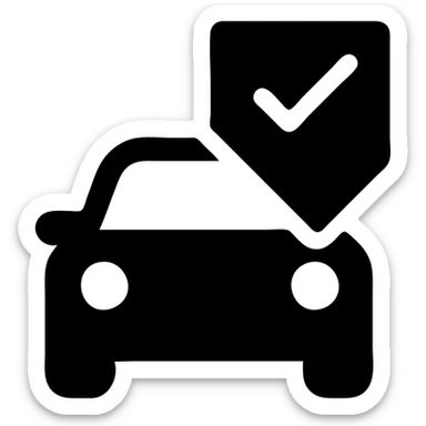 solid filled icon of a car with a protective film overlay, representing Paint Protection Film (PPF) sticker