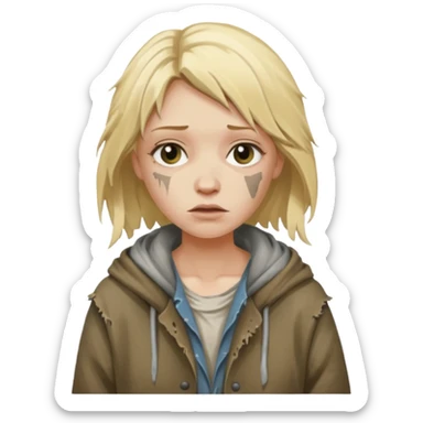 a homeless blonde woman sticker
