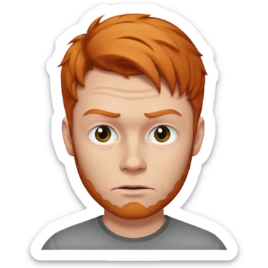 The 🤨 raised eyebrow emoji but with short ginger hair (a man) sticker