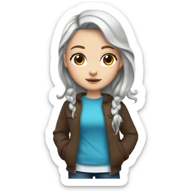 white girl with dark brown hair and blue eyes in cute clothes  sticker