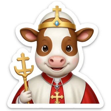 cow with a pope catholic outfit sticker