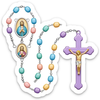 jolie chapelet catholique multicolore pastel sticker