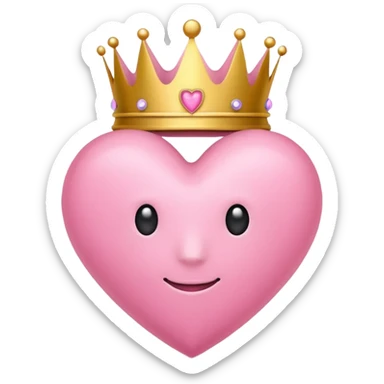 pink heart with a crown sticker