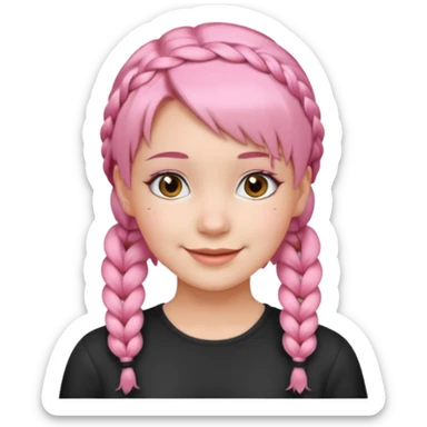 Young woman, short pink hair styled in two braids sticker
