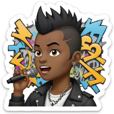 ragazzo con la cresta e le basette,che fa i graffiti e canta,i capelli neri e i dilatatori ai lobi delle orecchie sticker