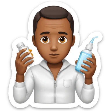 Make an emoji of Diddy with baby oil and white clothes sticker