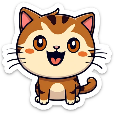 dark brown cat in shock screaming “OMG!”😱  sticker