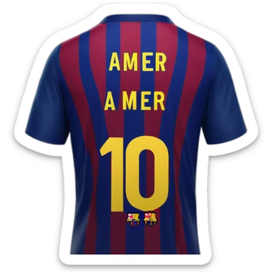 Barcelona player's shirt number 10 and the player's name is amer  sticker