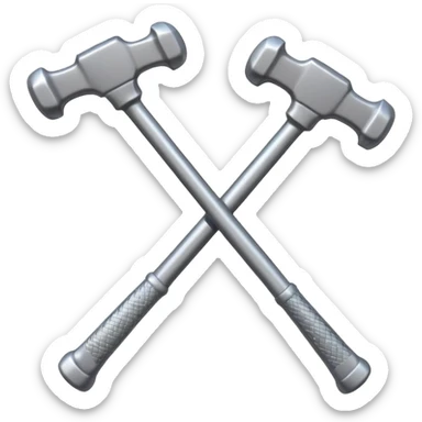 two hammers crossed over each other and a ticekt behind both of them. it has to be the simplest possible sticker