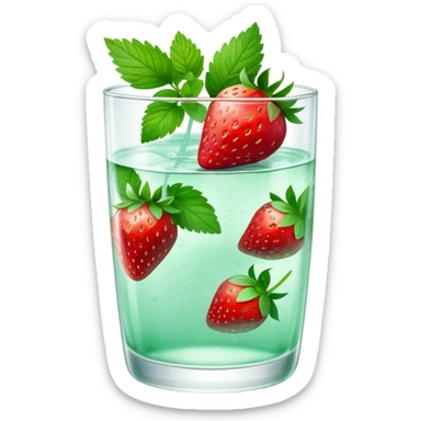 refreshing strawberry mint water in a clear glass sticker
