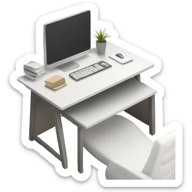 minimalist-clean-desk-with-grey-white-wood-colorway-no chair-rear-view sticker