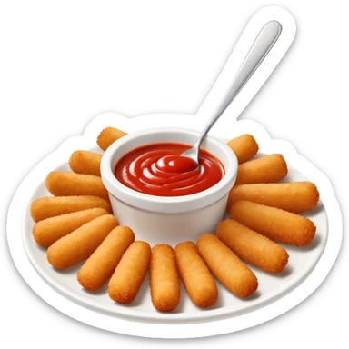 Plate of Mozzarella sticks with red marinara sauce in a small ramekin sticker