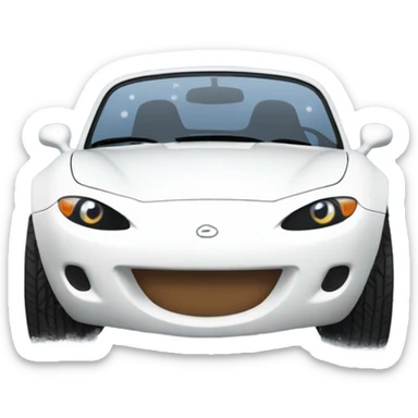 Miata smiling in snow sticker