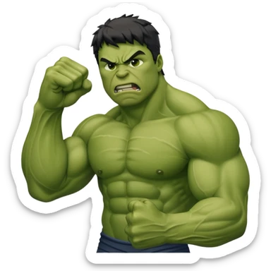 Create the Hulk punching his right fist into his left hand in anger. Hulk Smash sticker