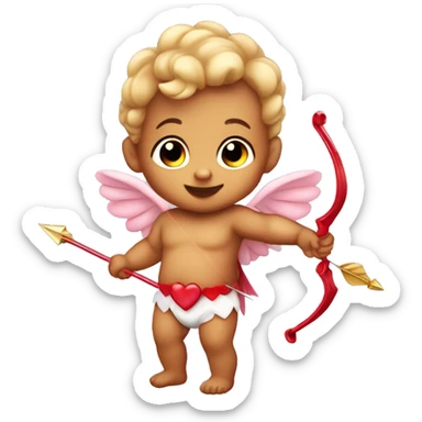 baby cupid with bow and heart arrow sticker
