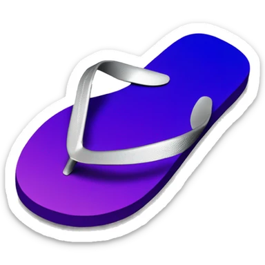 Realistic dark purple to blue ombre flip flops with metallic silver accents. sticker