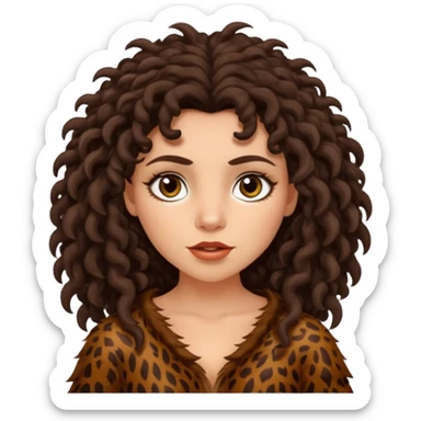 cavewoman with dark brown curly hair sticker