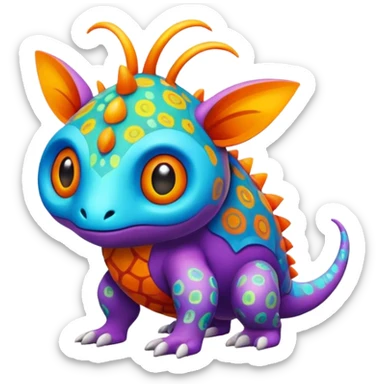 Randomly-colored colorful Fakémon-creature sticker