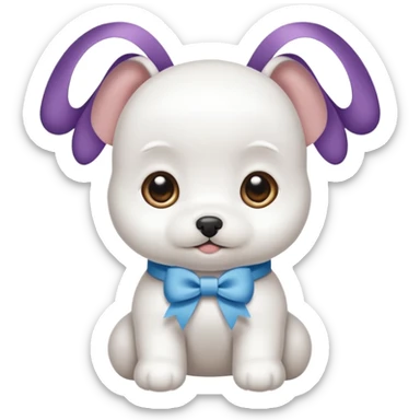 white baby maltese ribbon short ear sticker