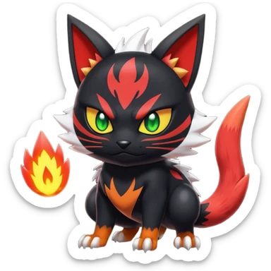 Nargacuga-Litten-Torracat-fusion-Fakemon-Pokémon-creature  sticker