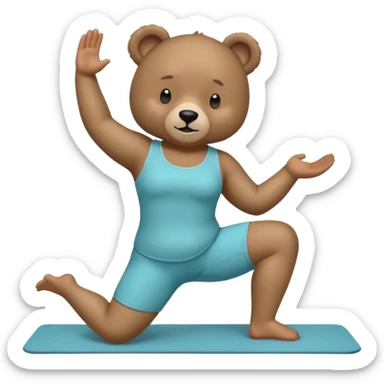 bear doing pilates yoga with yoga clothes sticker