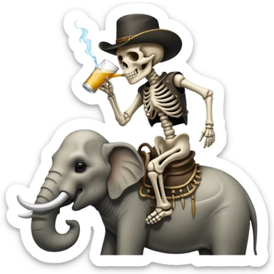 Skeleton Rider on elephant, Drinking. sticker