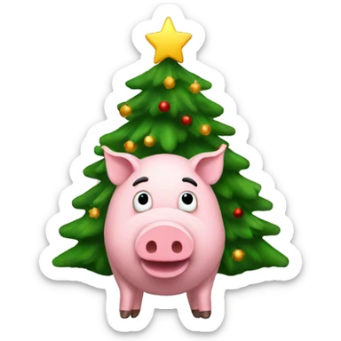 Oink christmas tree sticker