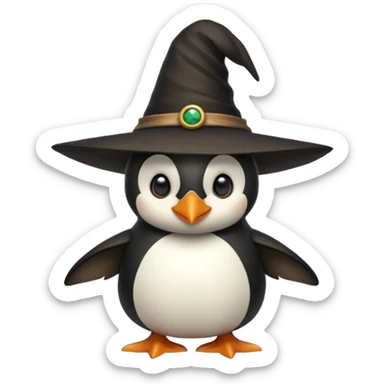 Penguin witch sticker
