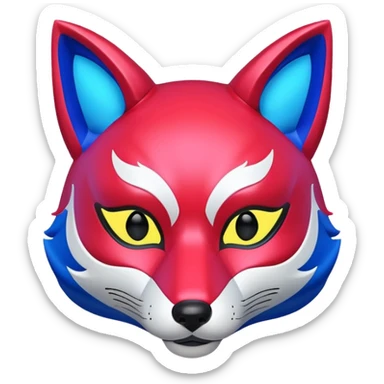 Luminous and neon mask with red, blue and pink fox glow. sticker